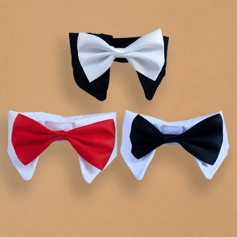 Pet Cat Dog Bowtie Collar Adjustable Fake Collar Wedding Party Costume Accessories