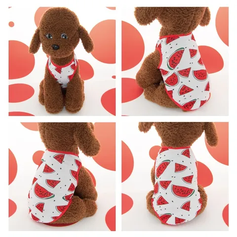 Pet Summer Thin Vest Polyester Fruit Bear Print Breathable Cute Apparel For Small Dogs Cats Puppy Clothes