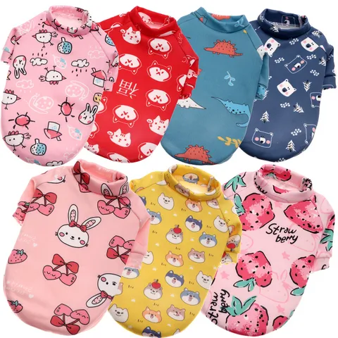 Cute Winter Warm Pet Dog Cat Sweatshirt Fleece Lined Cartoon Print Pullover Puppy Kitten Coat Casual Apparel
