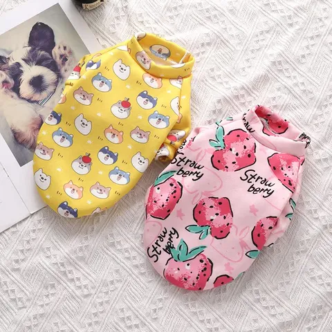 Cute Winter Warm Pet Dog Cat Sweatshirt Fleece Lined Cartoon Print Pullover Puppy Kitten Coat Casual Apparel