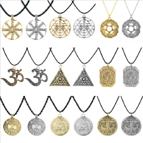 Retro Alloy Viking Amulet Pendant Necklace Vintage Slavic Totem Geometry Fashion Jewelry Gift For Men Women