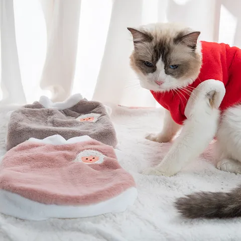 Pet Winter Warm Fleece Vest Cute Cartoon Sheep Embroidery Puppy Kitten Clothes