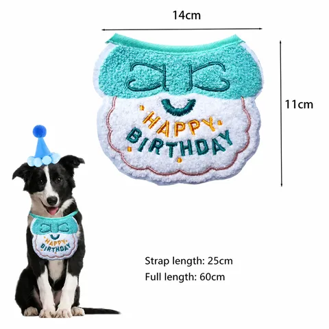 Pet Birthday Party Decoration Set Dog Birthday Hat And Bib Cat Scarf Embroidery Cute Pet Accessories Gift