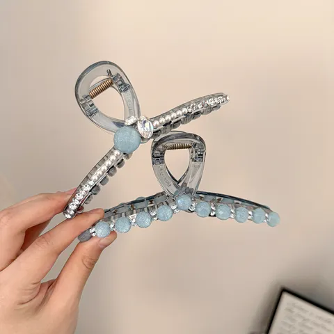 Pince à Cheveux en Strass de Luxe pour Femmes Élégante Perle Artificielle Plastique Pince Crabe Cristal Brillant Décoration Accessories