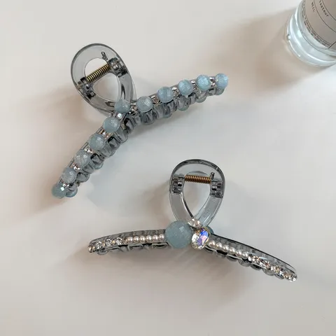 Pince à Cheveux en Strass de Luxe pour Femmes Élégante Perle Artificielle Plastique Pince Crabe Cristal Brillant Décoration Accessories