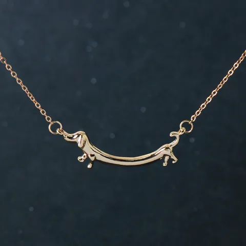 Minimalist Cute Cartoon Dachshund Dog Pendant Necklace Alloy Electroplated Chain Fashion Jewelry Gift For Women Men