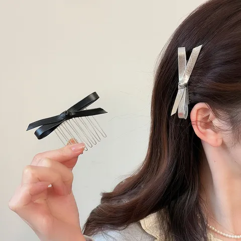 Handgemaakte Metalen Strik Haarkam Voor Vrouwen Zoete Stijlvolle Strik Haarvork Elegante Hoofdaccessoires Voor Feest