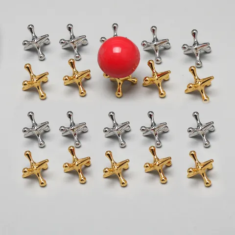 Metal Jacks Game Set Traditional Classic Desktop Puzzle Toy Multiplayer Decompression Interactive Toy For Kids Children