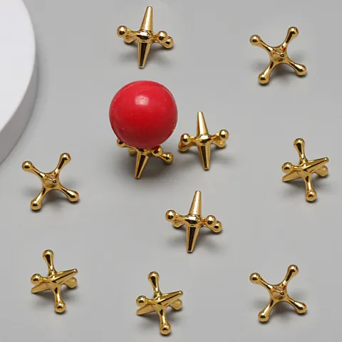 Metal Jacks Game Set Traditional Classic Desktop Puzzle Toy Multiplayer Decompression Interactive Toy For Kids Children