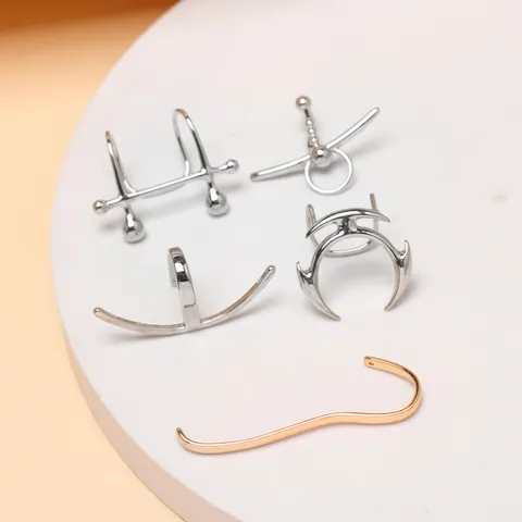 Punk Style Non Piercing Lip Clip Copper Minimalist Body Jewelry Geometric U Shape Gold Silver Plated Lip Ring Ear Cuff