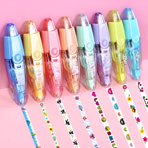 Ruban Correcteur Mignon de Dessin Animé à Pousser Ruban de Dentelle Décoratif pour Journal d'Étudiant Papeterie de Correction DIY