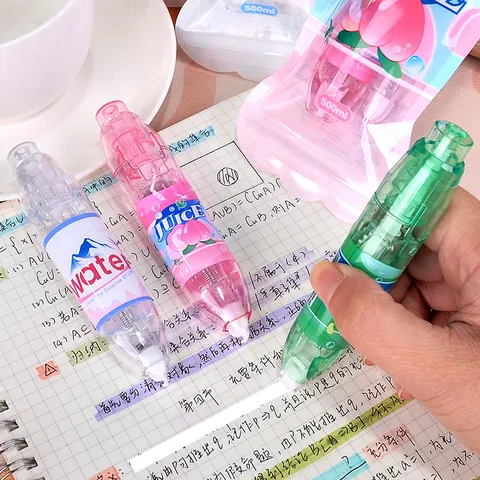 Ruban Correcteur Portable Mignon Design Bouteille de Boisson Ruban Correcteur Avec Recharge Papeterie Étudiant Bureau École
