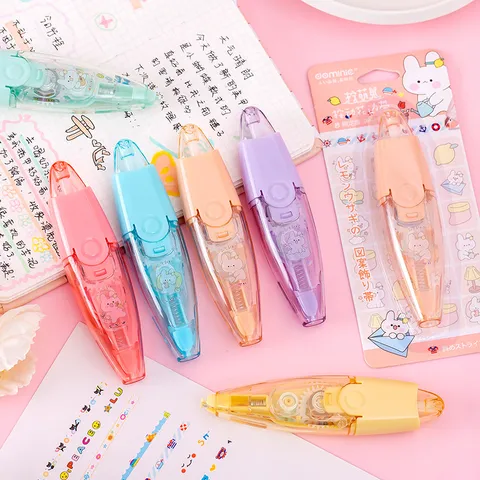 Ruban Correcteur Mignon de Dessin Animé à Pousser Ruban de Dentelle Décoratif pour Journal d'Étudiant Papeterie de Correction DIY