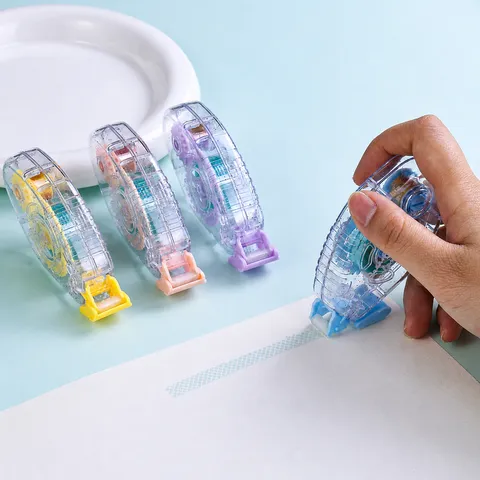 Ruban de Colle à Points Transparent Ruban Correcteur Adhésif Double Face Avec Housse de Protection Papeterie Étudiant