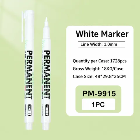 Marqueur Permanent Blanc à l'Huile Imperméable Séchage Rapide Pointe Fine et Large pour Peinture sur Pierre Métal Verre