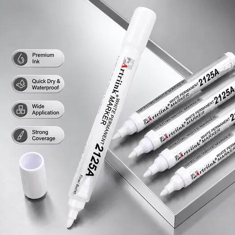 Marqueur Permanent Blanc À Base D'Huile Imperméable À Séchage Rapide Stylo Marqueur Pour Métal Bois Verre Plastique Carton Bureau Écriture