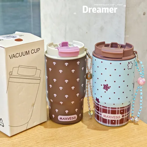 Moda Minimalista Stampa Leopardo Acciaio Inossidabile Sottovuoto Tazza da Caffè Borraccia Portatile con Cannuccia Thermos da Viaggio
