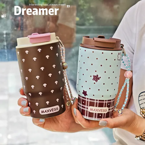 Moda Minimalista Stampa Leopardo Acciaio Inossidabile Sottovuoto Tazza da Caffè Borraccia Portatile con Cannuccia Thermos da Viaggio