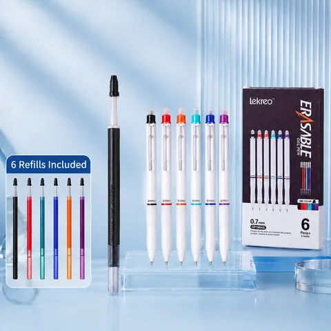 Retractable Erasable Gel Pen Set Fine Nib Smooth Writing Colored And Blue Black Pens With Eraser For Office School Writing