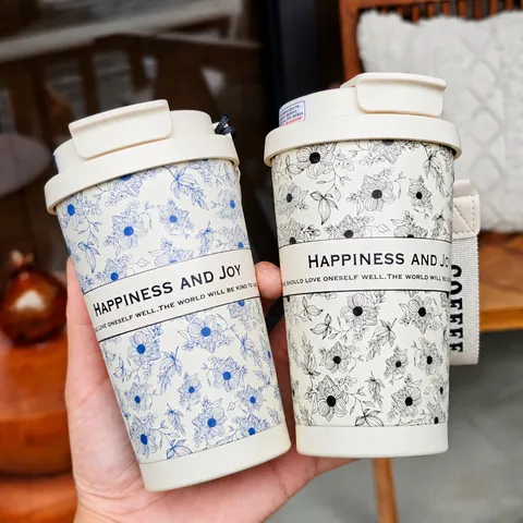 Tazza da Caffè Isolata in Acciaio Inossidabile Thermos Portatile Sottovuoto con Cordino Coperchio a Doppia Bevanda Moda Viaggio Bottiglia d'Acqua per Donne