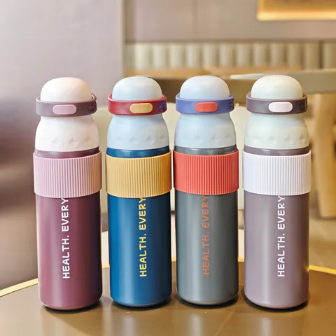 700ml 316 Edelstahl Vakuum Isolierflasche Colorblock Thermoskanne Mit Silikonhülle Tragbare Trinkflasche Für Outdoor Sport Auto