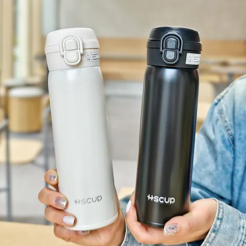 Frasco de Vacío de Acero Inoxidable Botella de Agua Aislada Con Tapa Abatible a Prueba de Fugas Doble Orificio de Bebida Termo Portátil para Mujeres Hombres Oficina Aire Libre