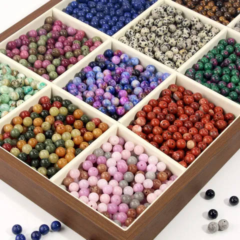 Perline Sciolte Tonde in Pietra Naturale Semilavorate Sfere Lisce Lucidate per la Creazione di Gioielli Accessori Fai da Te per Bracciali e Collane