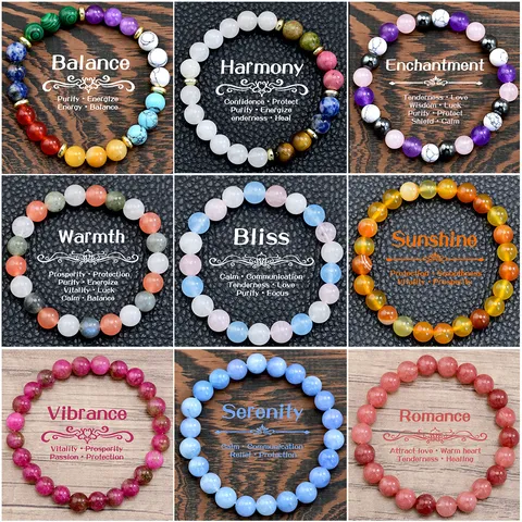 Vintage Natural Stone Beaded Bracelet For Women Geometric Round Beads Elastic Strand Charm Bracelet Western Hand Jewelry Gift
