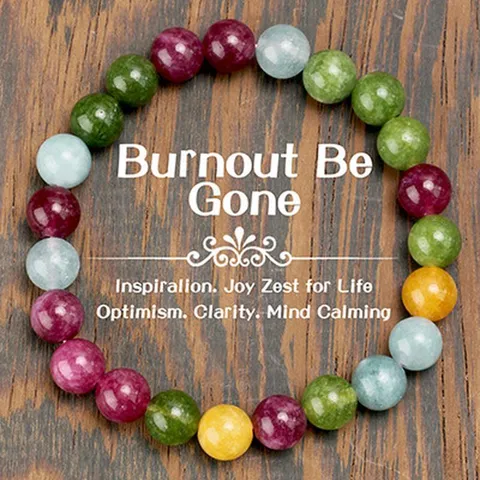 Handmade Natural Stone Beaded Elastic Bracelet Indian Agate Tourmaline Round Bead Bracelet For Unisex Fashion Jewelry Accessories