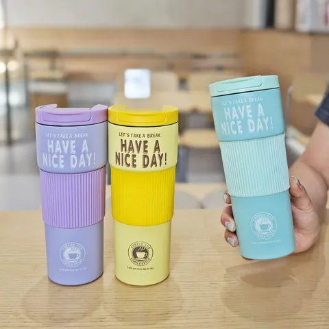 Stainless Steel Vacuum Insulated Coffee Tumbler With Silicone Sleeve Portable Travel Water Bottle Minimalist Cup