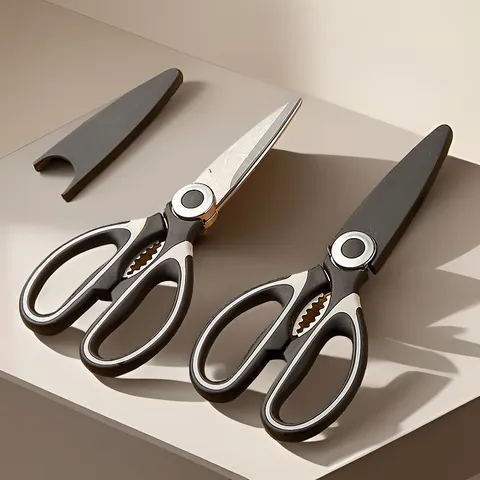 Multifunctional Kitchen Scissors Heavy Duty Stainless Steel Food Shear With Bottle Opener And Nut Cracker Gold Handle