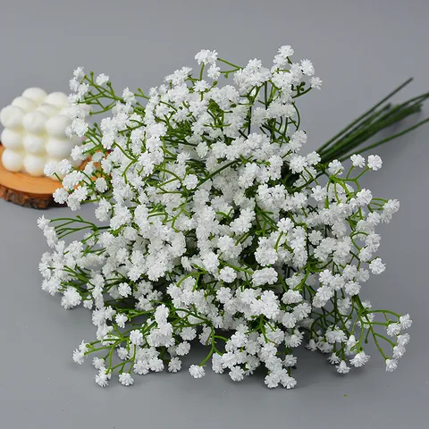 Künstliche Schleierkraut Falsche Blumen 3 Zacken Weichgummi Handgebundener Strauß Für Zuhause Hochzeit Party Dekor