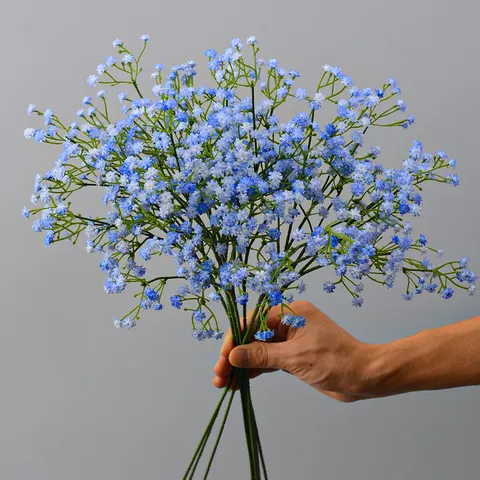 Künstliche Schleierkraut Falsche Blumen 3 Zacken Weichgummi Handgebundener Strauß Für Zuhause Hochzeit Party Dekor