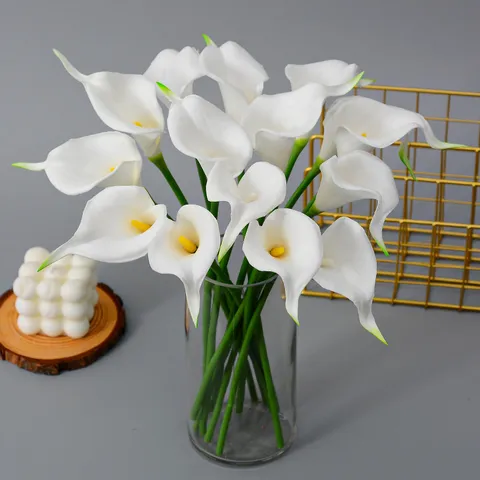 Fleurs Artificielles Calla Lily en PU Tige Unique Faux Calla Lily pour Fête de Mariage Photographie Décoration d'Intérieur Arrangement Floral
