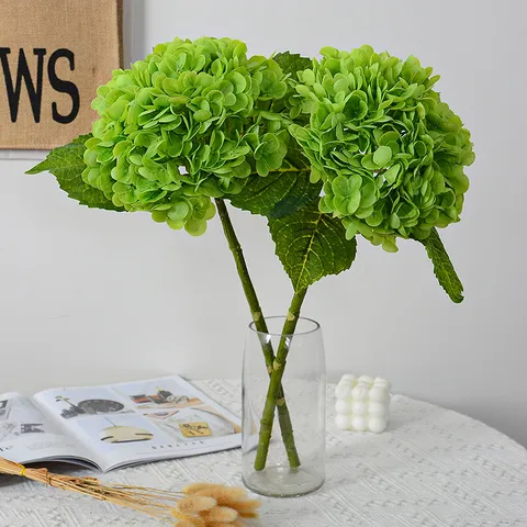 Artificial Hydrangea Single Branch 3D Touch Moisturizing Film Fake Hydrangea For Home Wedding Hotel Table Decoration
