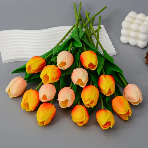 Artificial Tulips Flowers PU Real Touch Fake Tulip Bouquet For Home Decor Wedding Party Photography