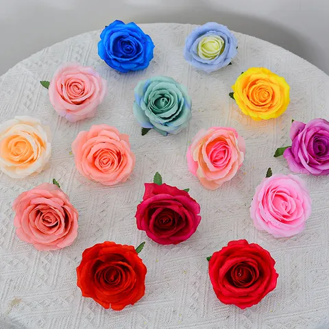 Artificial Rose Flower Heads Silk Fake Flowers For Wedding Party Wall Home Decor DIY Craft Multiple Colors