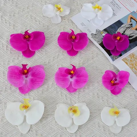 Artificial Phalaenopsis Orchid Flower Heads Silk PVC Fake Flowers For Wedding Party DIY Crafts Gift Box Decoration
