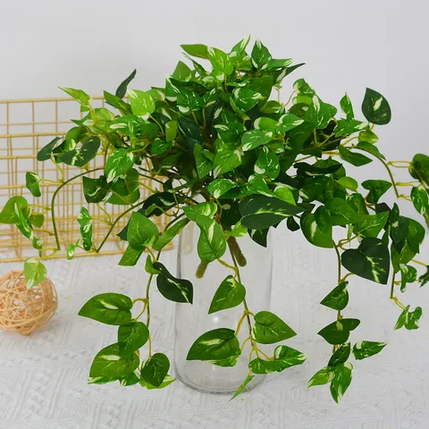 Artificial Hanging Plant Vines Silk Flower Green Leaves Garland For Home Room Wall Indoor Greenery Decoration