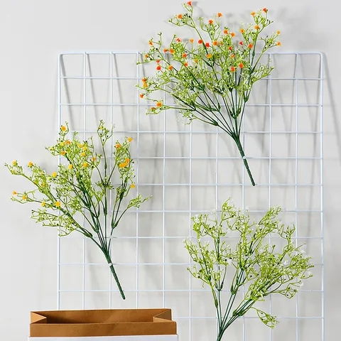 Artificial Baby Breath Flower Stem Simulation Gypsophila Plastic Soft Rubber Floral For Wedding Home Decor Photography Props