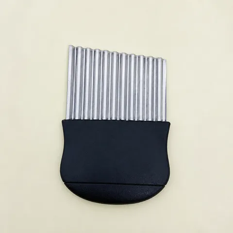 Stainless Steel Wavy Potato Cutter Crinkle French Fry Slicer Kitchen Vegetable Fruit Cutting Tool Black Handle