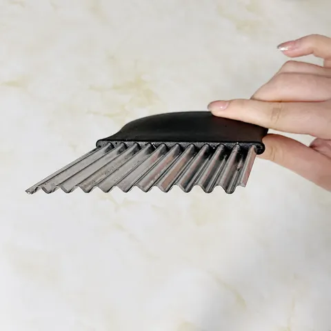 Stainless Steel Wavy Potato Cutter Crinkle French Fry Slicer Kitchen Vegetable Fruit Cutting Tool Black Handle