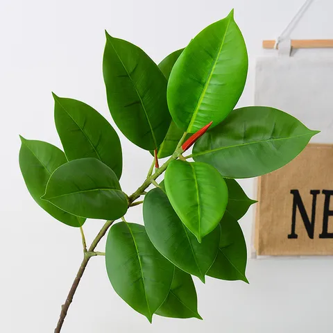 Nordic Artificial Rubber Tree Branch Fake Green Plant Living Room Indoor Home Decoration Artificial Foliage Stem