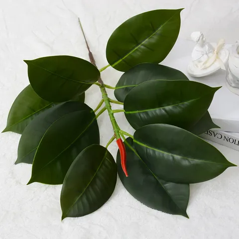 Nordic Artificial Rubber Tree Branch Fake Green Plant Living Room Indoor Home Decoration Artificial Foliage Stem