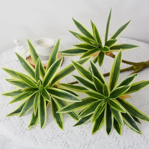 Artificial Lily Bamboo Plant 3-Head Tropical Fake Greenery Branch Plastic Leaf Home Office Decor Botanical Arrangement