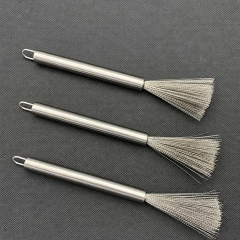 304 Edelstahl Topfbürste Langer Griff Küche Reinigung Schrubber Bürste Metall Geschirrspülbürste für Haus Küche