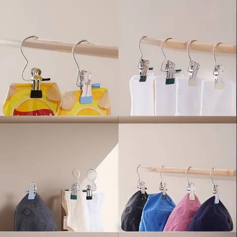 Stainless Steel Laundry Clips Anti Slip Rubber Cover Utility Clothespins For Socks Hats Clothes Home Daily Organizing