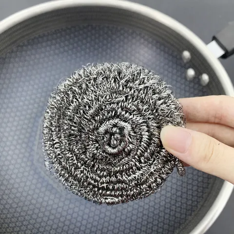 Stainless Steel Cleaning Ball Kitchen Pot Scourer Heavy Duty Wire Dishwashing Scrubber Household Cleaning Tool