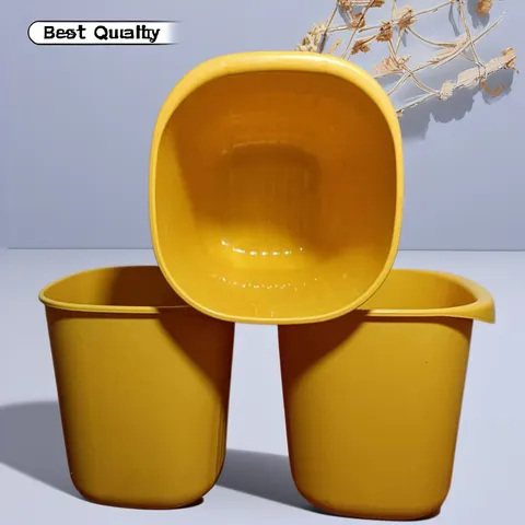 Poubelle Carrée En Plastique Jaune Avec Joli Autocollant De Canard Bac De Rangement Ménager Pour Salon Cuisine Chambre