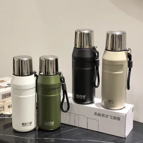 Borraccia Termica Portatile per Esterni Isolata Sottovuoto in Acciaio Inossidabile 316 Thermos Con Manico e Filtro Tè Tazza Acqua Semplice Moderna Per Viaggi Ufficio